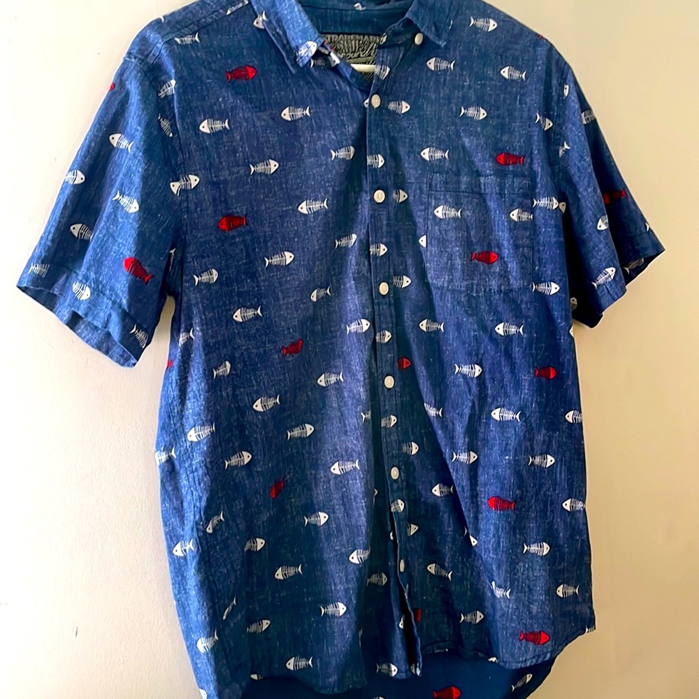 Graphic button up t shirt